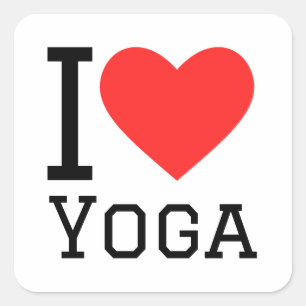 I Liebe Yoga Quadratischer Aufkleber