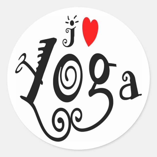 I Liebe Yoga Runder Aufkleber (Vorderseite)