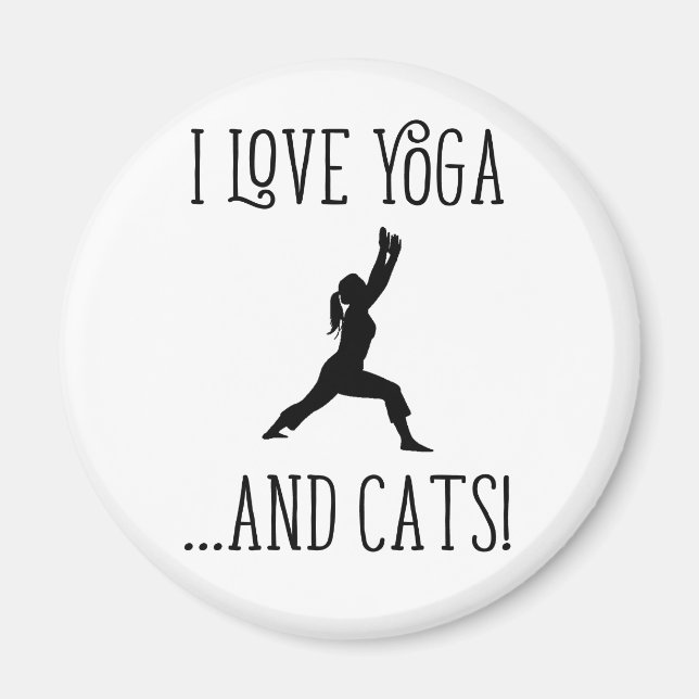 I Liebe Yoga und Cats Black Letters Magnet (Vorne)