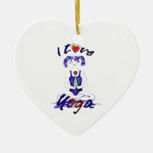 I Liebe Yoga-Yoga Mädchen Keramikornament