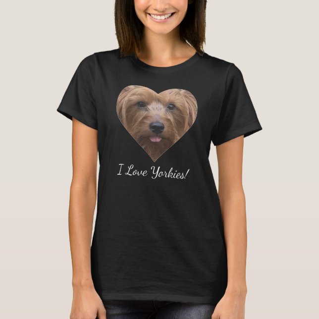 I Liebe Yorkies Heart Shaped Foto T - Shirt (Vorderseite)