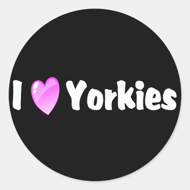 I Liebe Yorkies Runder Aufkleber (Vorderseite)