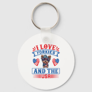 I Liebe Yorkies und USA 01 Schlüsselanhänger
