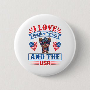 I Liebe Yorkshire Terriers and the USA 01 Button