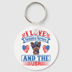 I Liebe Yorkshire Terriers and the USA 01 Schlüsselanhänger