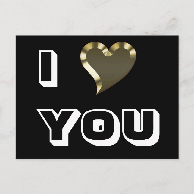 I Liebe You black gold heart moderne kühne Typogra Postkarte (Vorderseite)