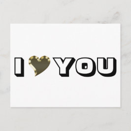 I Liebe You black gold heart moderne kühne Typogra Postkarte