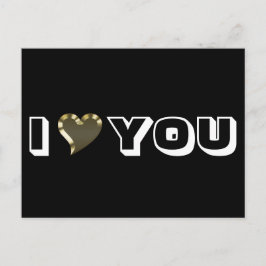 I Liebe You black gold heart moderne Typografie Postkarte