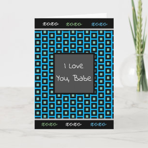 "I Liebe You" Blaue, Aquamarine und schwarze Masku Karte