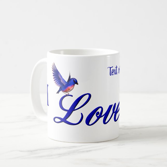 I Liebe You Bluebird Personalisiert Kaffeetasse (Vorderseite Links)