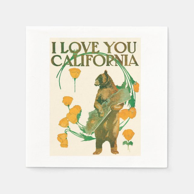I Liebe You California Bären Cocktail Party Servie Serviette (Vorderseite)