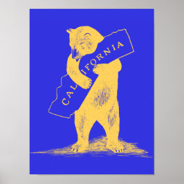I Liebe You California - Blue and Gold Poster