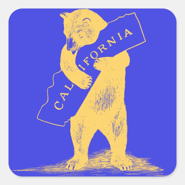 I Liebe You California - Blue and Gold Quadratischer Aufkleber (Vorderseite)