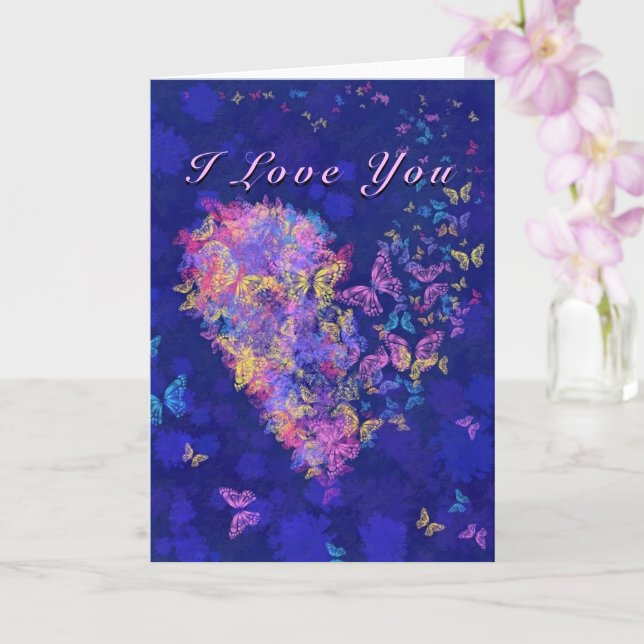 I Liebe You Card Butterfly Herz Liebe Karte (Orchidee)