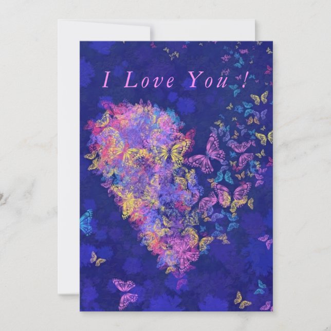 I Liebe You Card Butterfly Herz Romantische Liebe (Vorderseite)