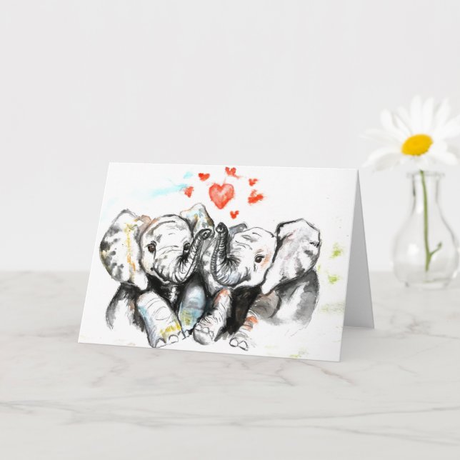 I Liebe You Card Elefanten Romantische Liebe Karte (Kleine Pflanze)