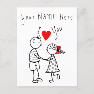 I Liebe You Card - Niedliches Paar - Benutzerdefin Feiertagspostkarte