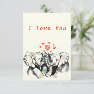 I Liebe You Card Romantic Couple Elephant Malerei Karte