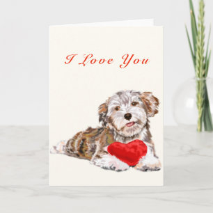 I Liebe You Card Welpe mit Herzgeschenk für Sie Karte