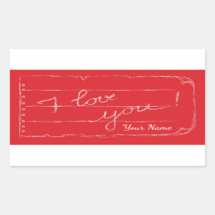 I Liebe You / Chalkboard Style / Red Valentinstag Rechteckiger Aufkleber