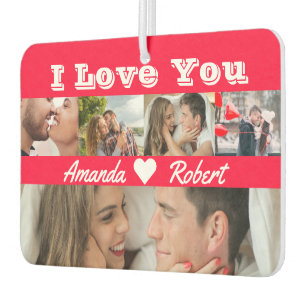 I Liebe You Couple Foto Collage Individuelle Name Autolufterfrischer