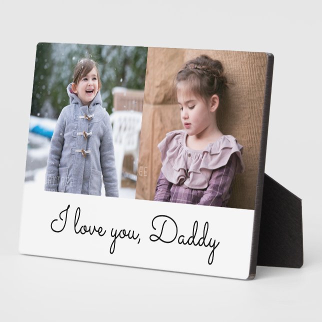 I Liebe You Daddy Elegantes Script 2 Foto Collage Fotoplatte (Seite)
