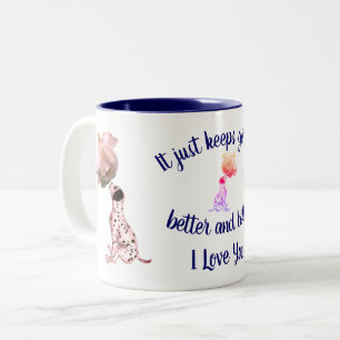 I Liebe You Dalmatiner Puppy Rose Blume  Zweifarbige Tasse