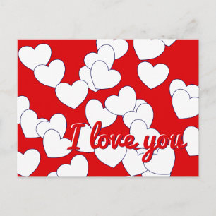 'I Liebe you' Editable Text, Red, White Hearts Lie Postkarte