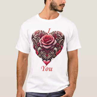 🌹 I Liebe You - Elegante Rose Herzdesign T-Shirt