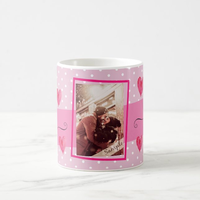 "I Liebe you" Foto rosa Herz Kaffeetasse (Mittel)