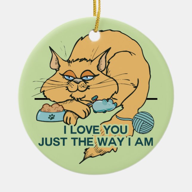 I Liebe You Funny Cat Graphic Sprichwort Keramikornament (Vorne)