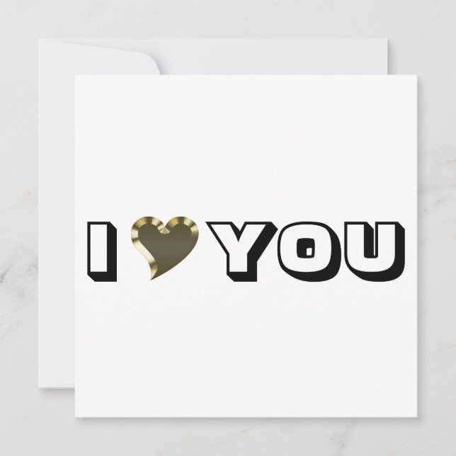 I Liebe You gold heart moderne fette Typografie Karte (Vorderseite)
