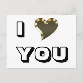 I Liebe You gold heart moderne fette Typografie Postkarte