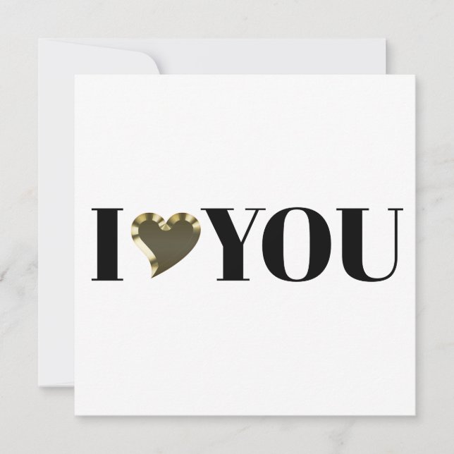 I Liebe You gold heart moderne Serifentypografie Karte (Vorderseite)