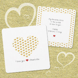 I Liebe You Golden Hearts Minimalistisch Flat Card Feiertagskarte