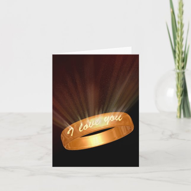 "I Liebe you" Goldener Ring Feiertagskarte (Vorderseite)