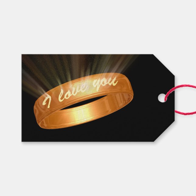 "I Liebe you" Goldener Ring Geschenkanhänger (Vorderseite (Horizontal))