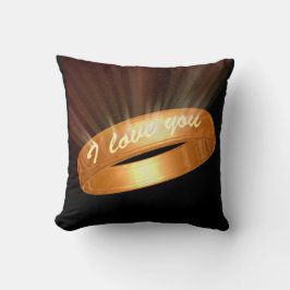 "I Liebe you" Goldener Ring Kissen