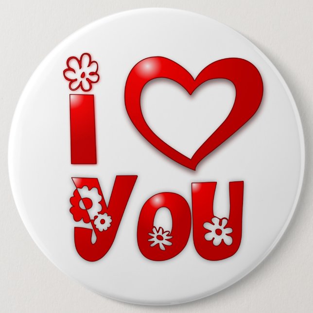 "I LIEBE YOU" GROOVY BLUME SCHALTFLÄCHE BUTTON (Vorderseite)