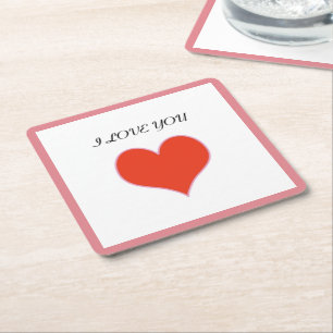 "I LIEBE YOU" HERZEN RECHTECKIGER PAPPUNTERSETZER