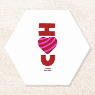 I Liebe You Hexagon Paper Untersetzer