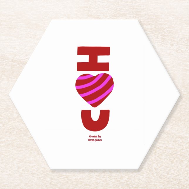 I Liebe You Hexagon Paper Untersetzer (Vorderseite)