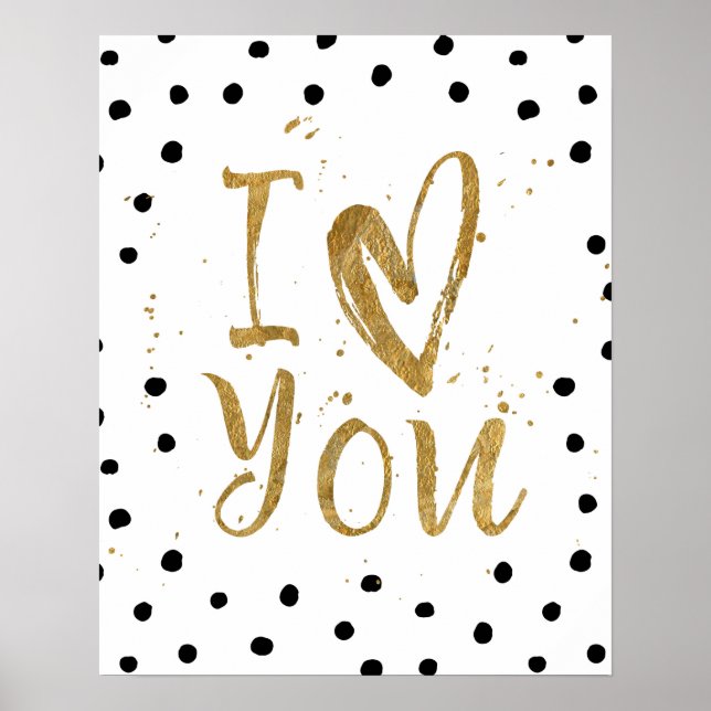 "I Liebe You" Imitate Gold Dot Decorative Heftplak Poster (Vorne)