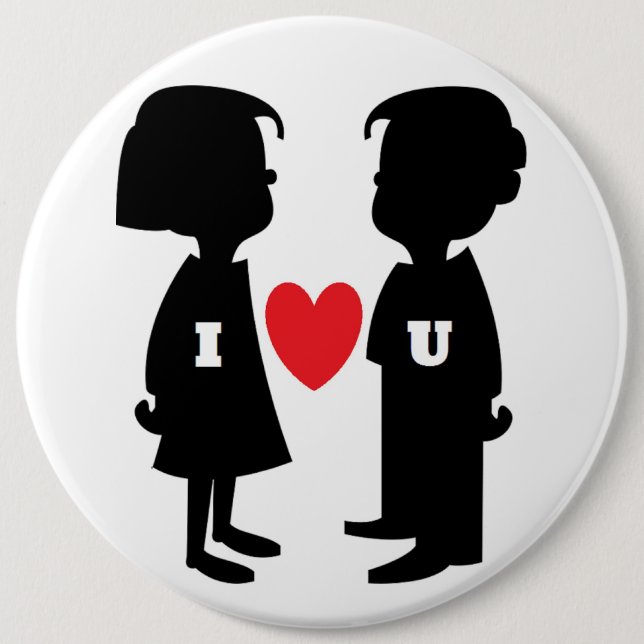 "I LIEBE YOU" Junge und MÄDCHEN Button (Vorderseite)