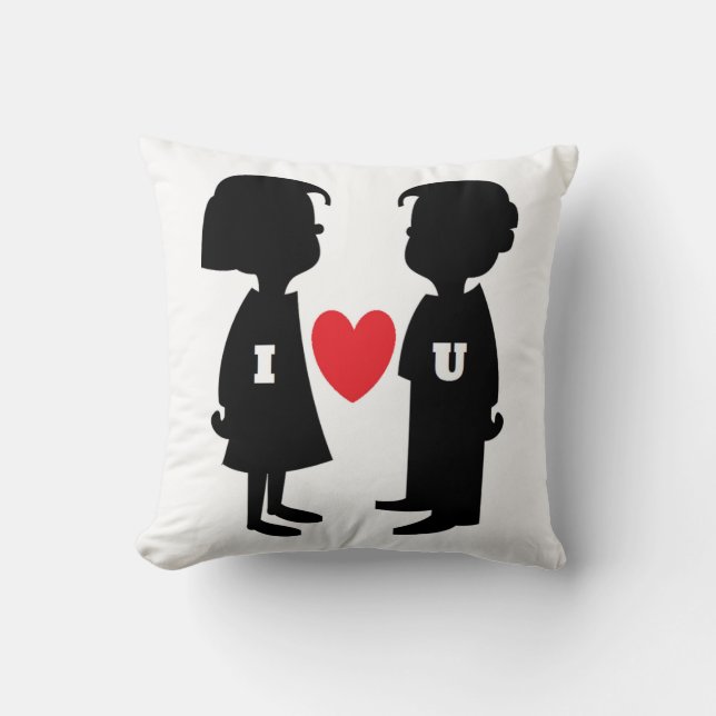 "I LIEBE YOU" Junge und MÄDCHEN Kissen (Vorderseite)