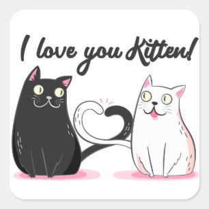 I Liebe You Kitten Square Sticker