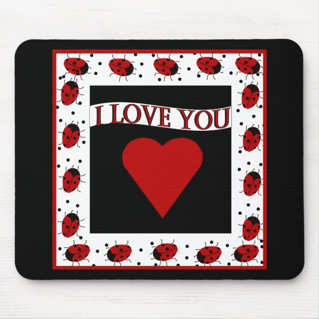I Liebe You Ladybugs Mousepad (Vorne)