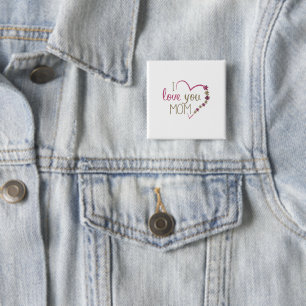 I Liebe You Mama Glitzer Herz Button