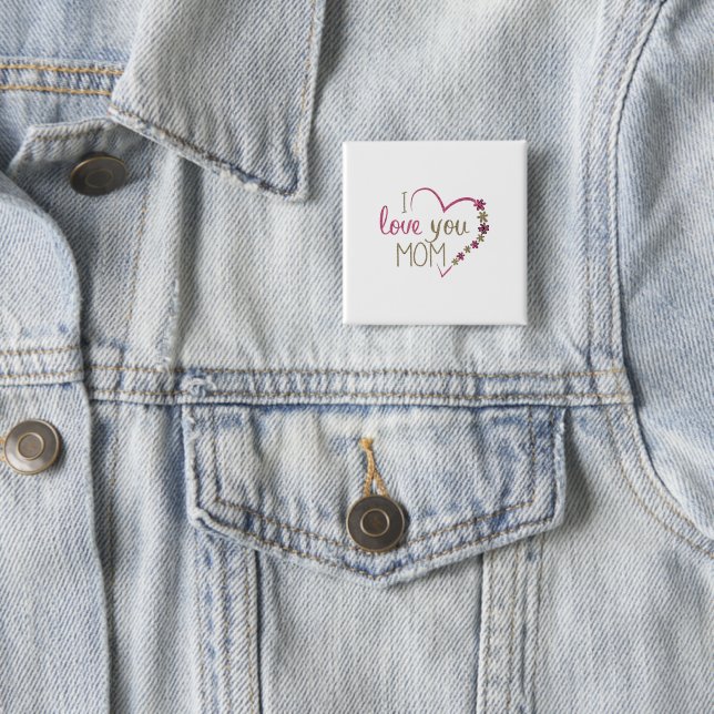 I Liebe You Mama Glitzer Herz Button (Beispiel)
