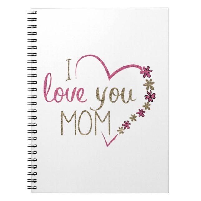 I Liebe You Mama Glitzer Herz Notizblock (Vorderseite)